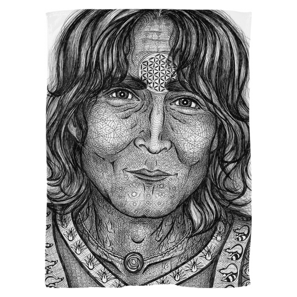 the-wisdom-keeper-of-equilibrium-harmony-black-white-fleece-blanket – Wisdom Keepers