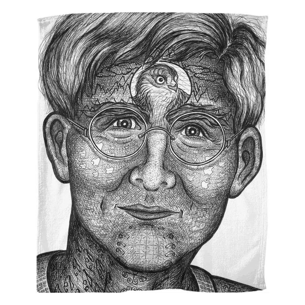 the-wisdom-keeper-of-insight-black-white-fleece-blanket – Wisdom Keepers