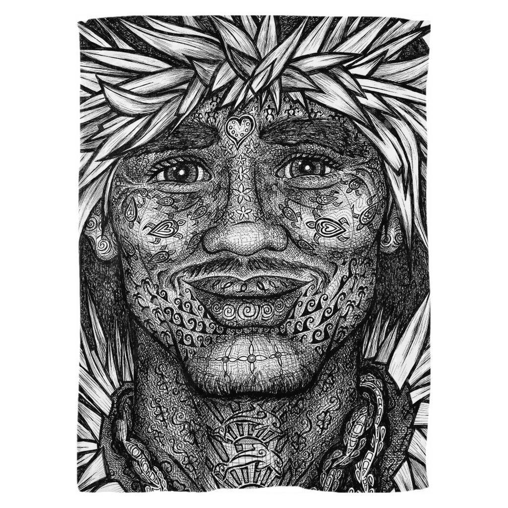 the-wisdom-keeper-of-vitality-black-white-fleece-blanket – Wisdom Keepers