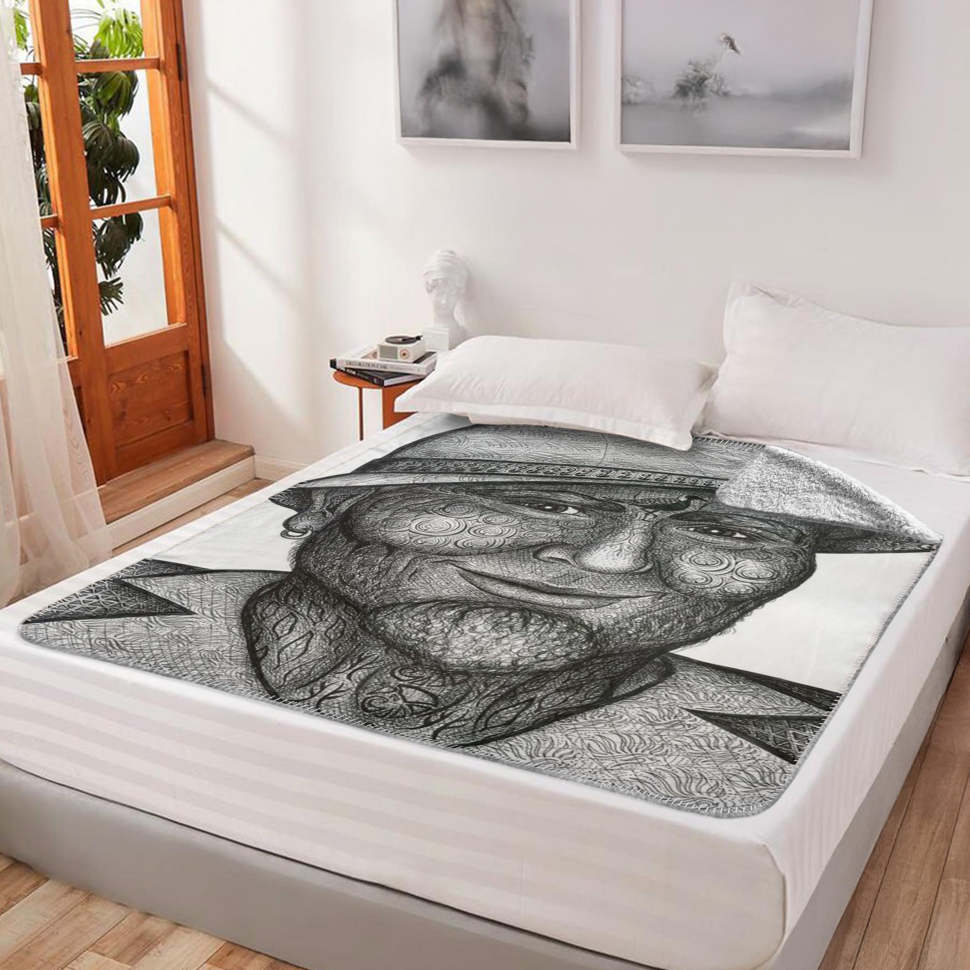 the-wisdom-keeper-of-stillness-black-white-fleece-sherpa-blanket – Wisdom Keepers