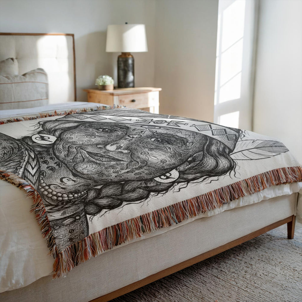 the-wisdom-keeper-of-altruism-black-white-woven-blanket – Wisdom Keepers