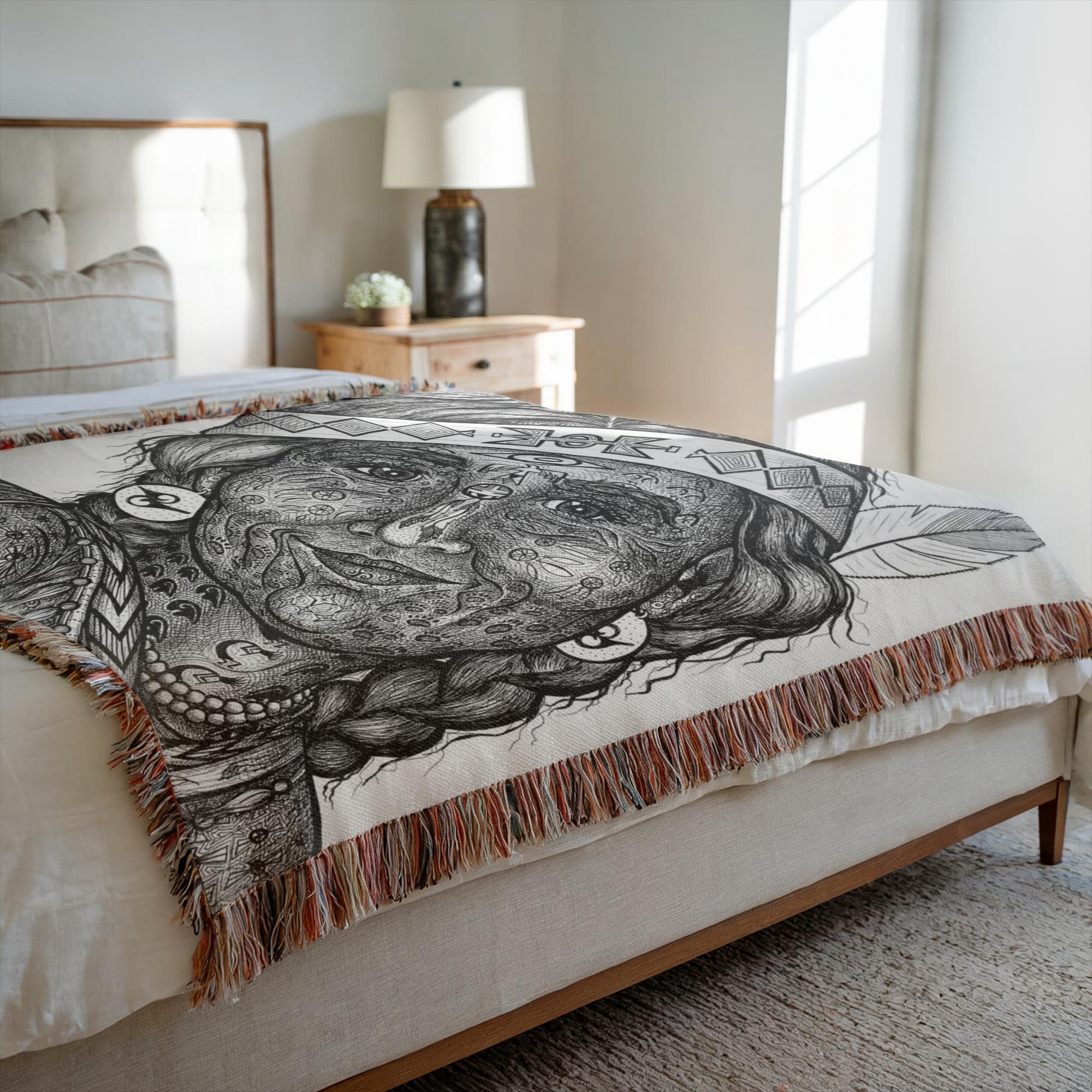 the-wisdom-keeper-of-altruism-black-white-woven-blanket – Wisdom Keepers
