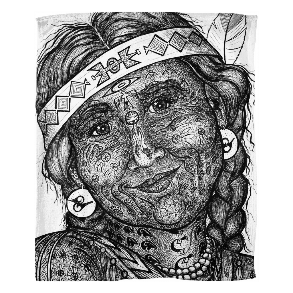 the-wisdom-keeper-of-altruism-black-white-fleece-blanket – Wisdom Keepers