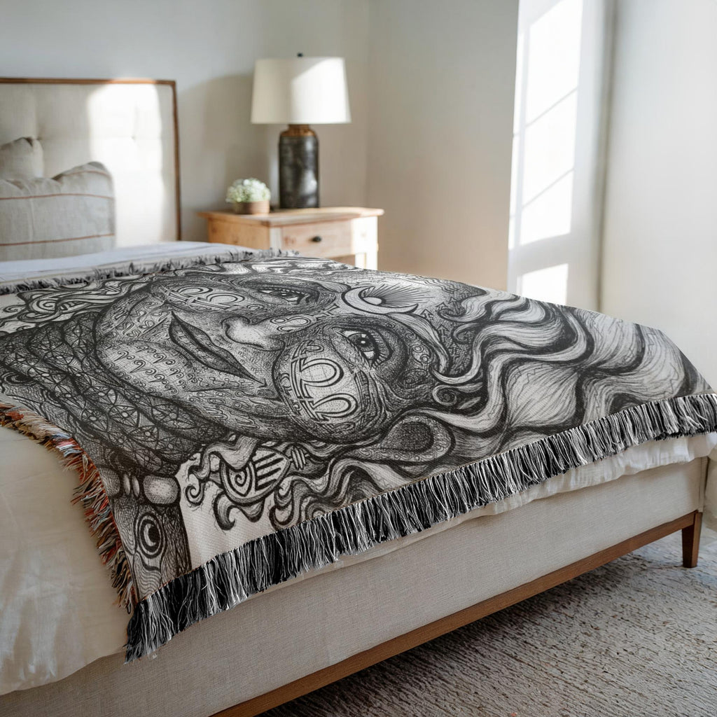 the-wisdom-keeper-of-intuition-black-white-woven-blanket – Wisdom Keepers
