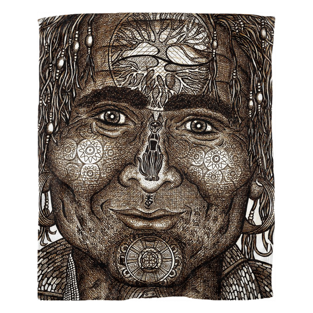 the-wisdom-keeper-of-resolve-brown-white-fleece-blanket – Wisdom Keepers