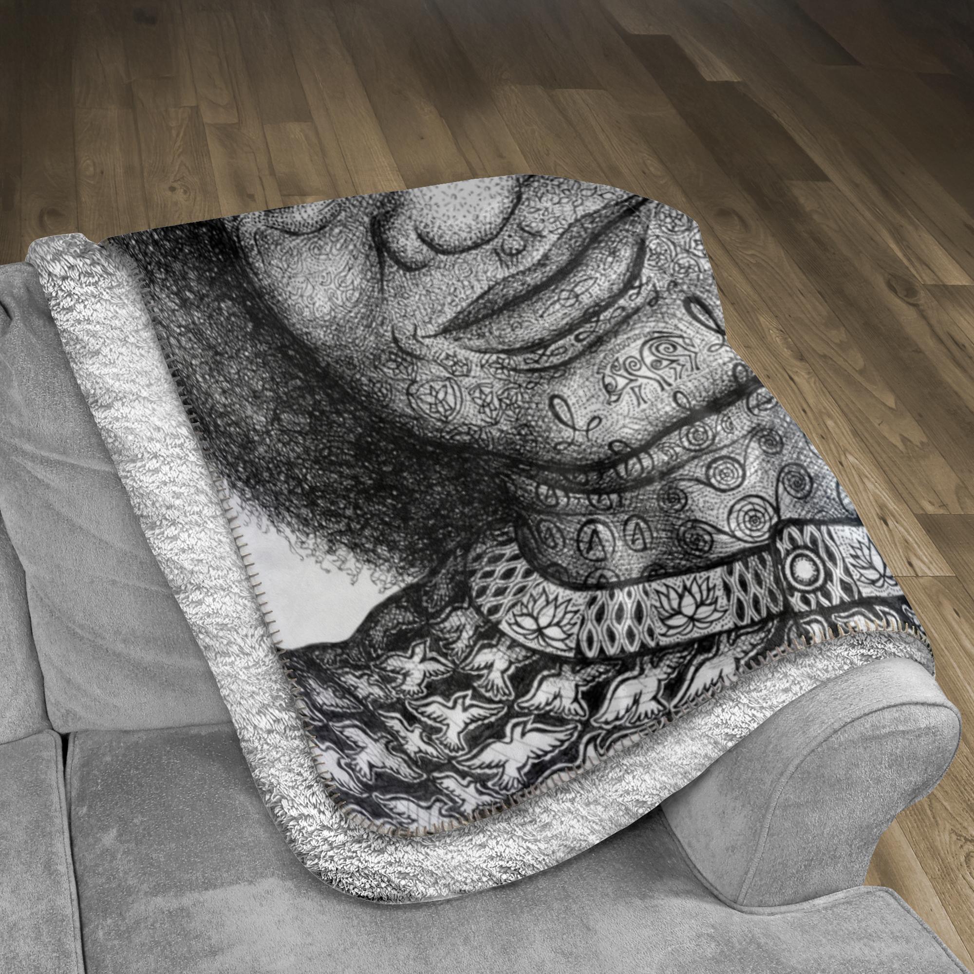 the-wisdom-keeper-of-aspiration-black-white-fleece-sherpa-blanket – Wisdom Keepers