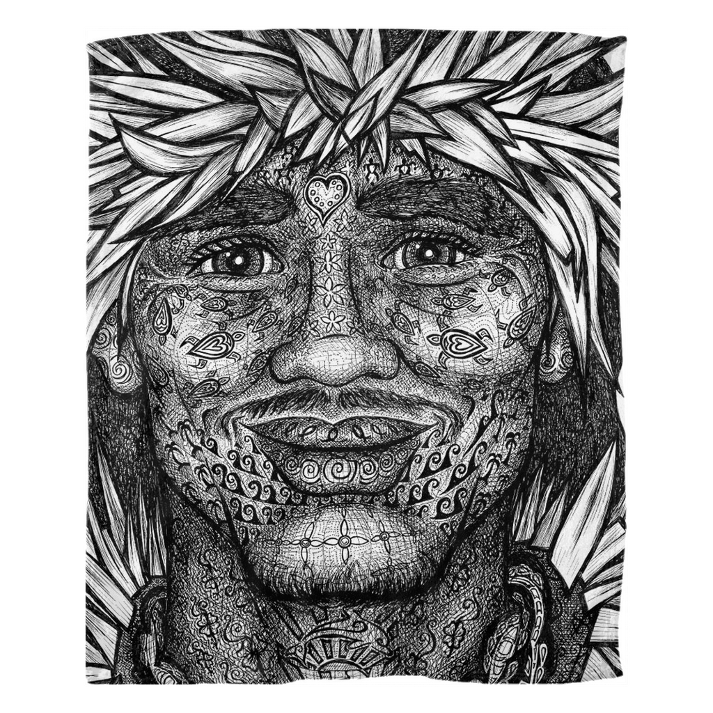 the-wisdom-keeper-of-vitality-black-white-fleece-blanket – Wisdom Keepers