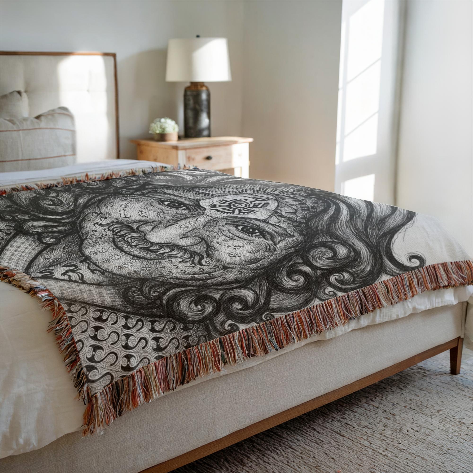 the-wisdom-keeper-of-self-assurance-black-white-woven-blanket – Wisdom Keepers