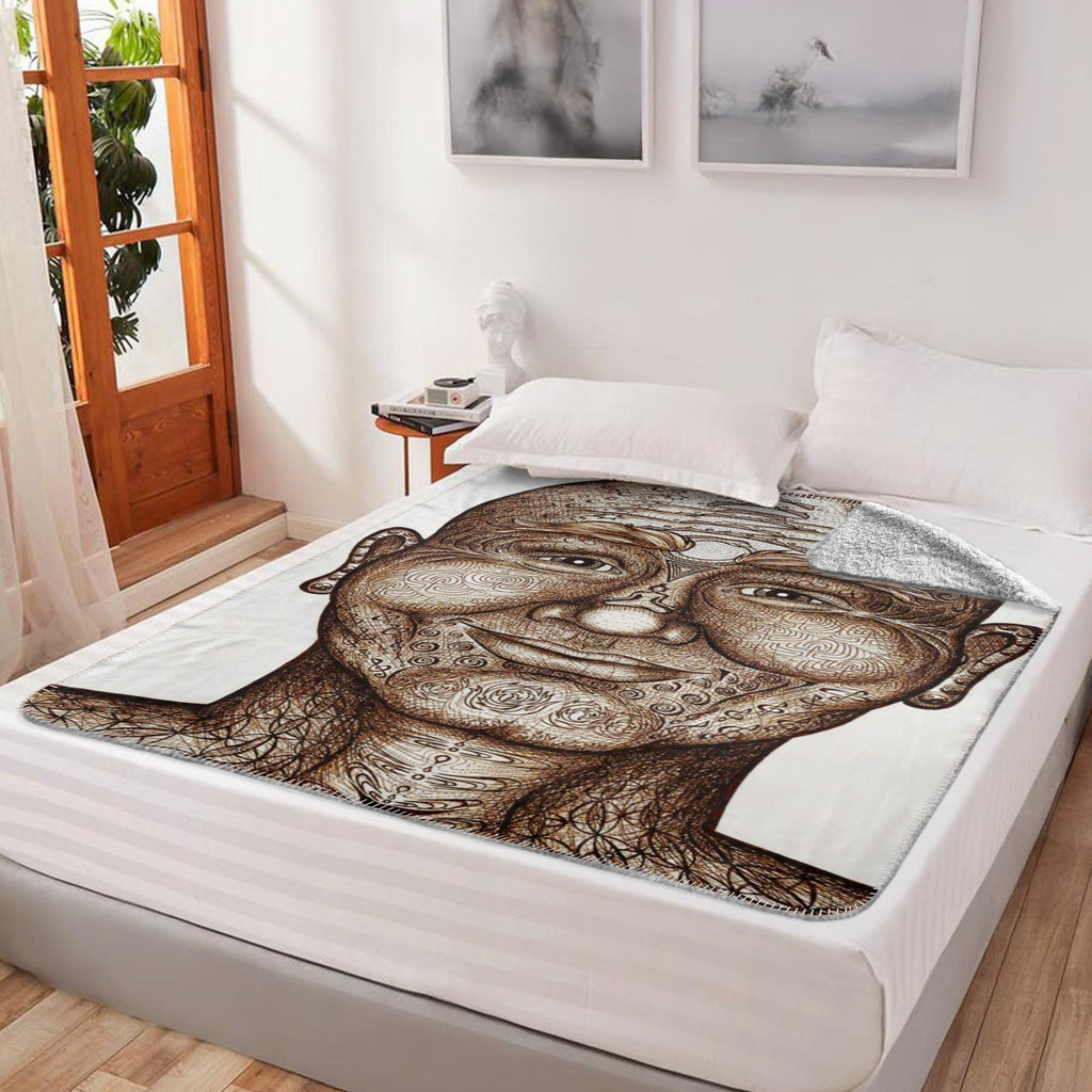 the-wisdom-keeper-of-non-attachment-celebration-brown-white-fleece-sherpa-blanket – Wisdom Keepers