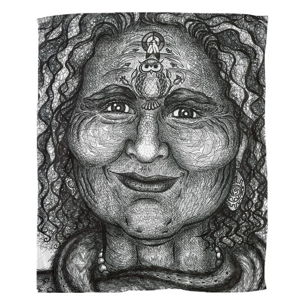 the-wisdom-keeper-of-resourcefulness-wisdom-black-white-fleece-blanket – Wisdom Keepers
