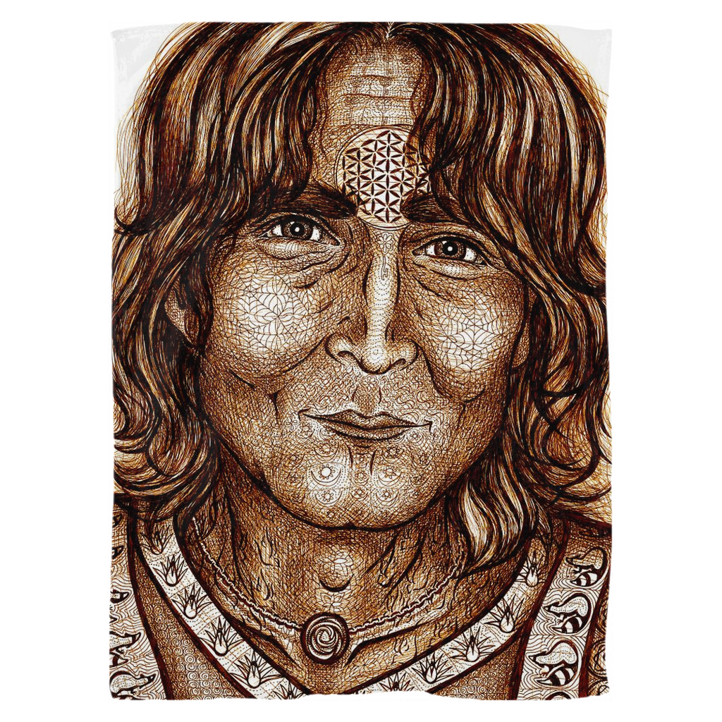 the-wisdom-keeper-of-equilibrium-harmony-brown-white-fleece-blanket – Wisdom Keepers