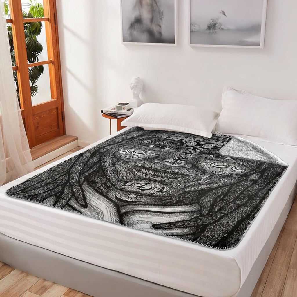the-wisdom-keeper-of-dynamism-black-white-fleece-sherpa-blanket – Wisdom Keepers