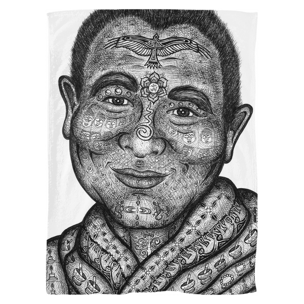 the-wisdom-keeper-of-mindfulness-black-white-fleece-blanket – Wisdom Keepers