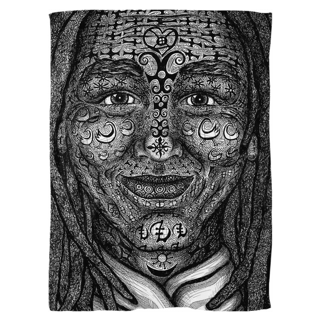 the-wisdom-keeper-of-dynamism-black-white-fleece-blanket – Wisdom Keepers