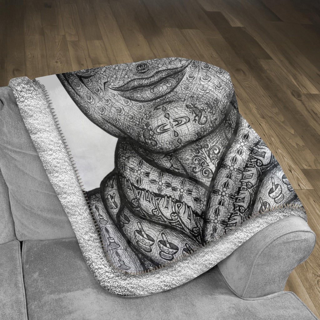the-wisdom-keeper-of-mindfulness-black-white-fleece-sherpa-blanket – Wisdom Keepers