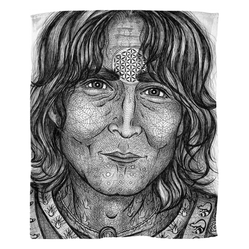 the-wisdom-keeper-of-equilibrium-harmony-black-white-fleece-blanket – Wisdom Keepers
