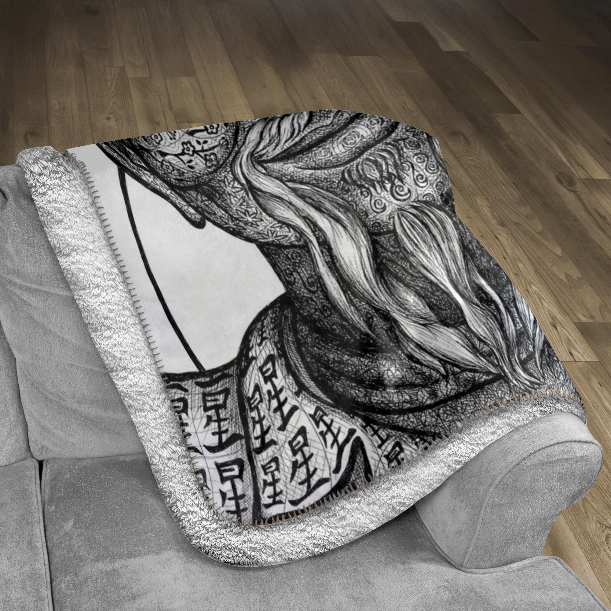 the-wisdom-keeper-of-patience-black-white-fleece-sherpa-blanket – Wisdom Keepers