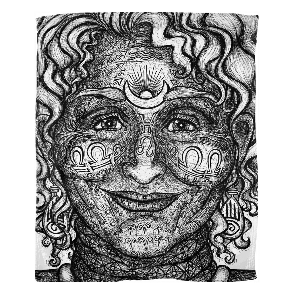 the-wisdom-keeper-of-intuition-black-white-fleece-blanket – Wisdom Keepers