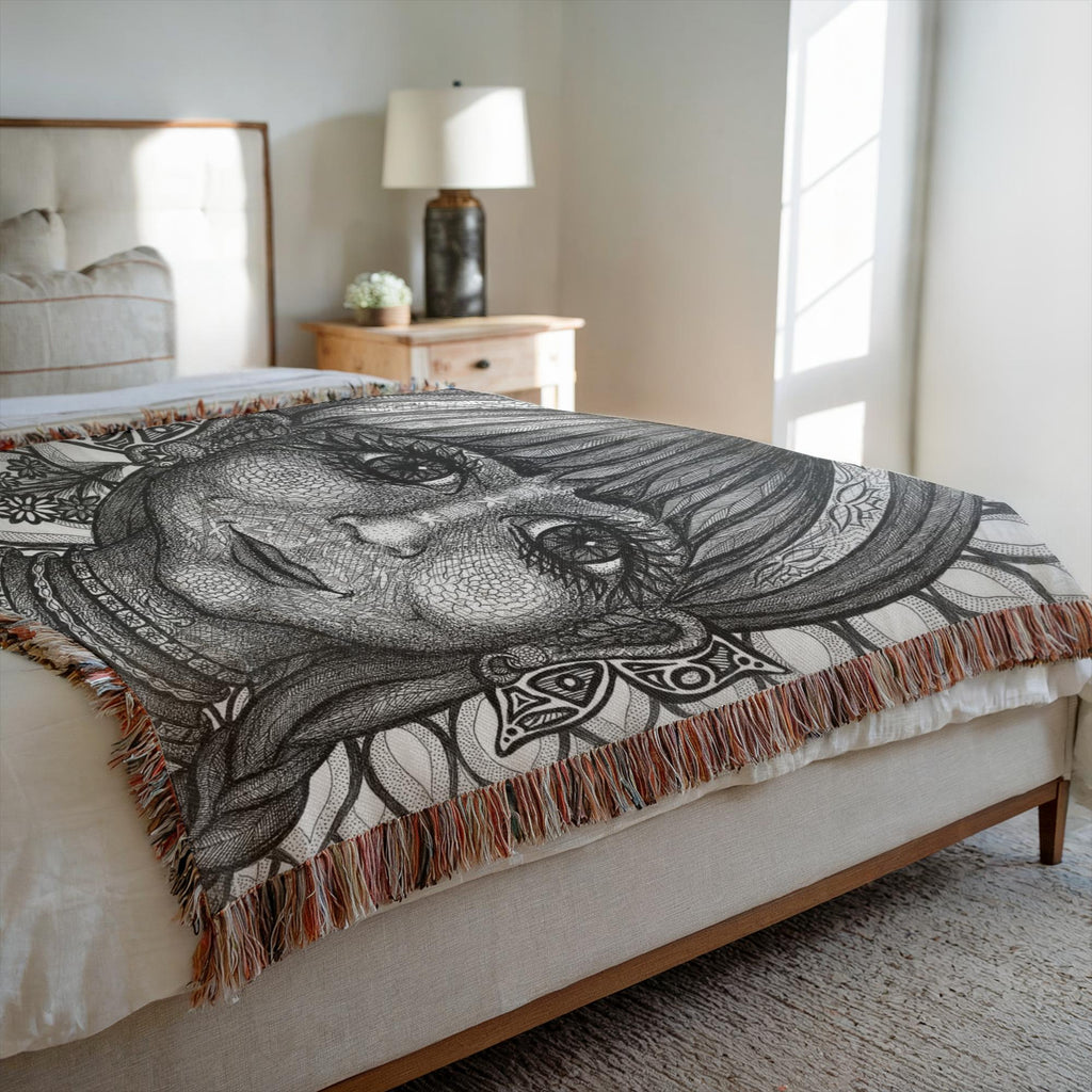 the-wisdom-keeper-of-innovation-innocence-black-white-woven-blanket – Wisdom Keepers