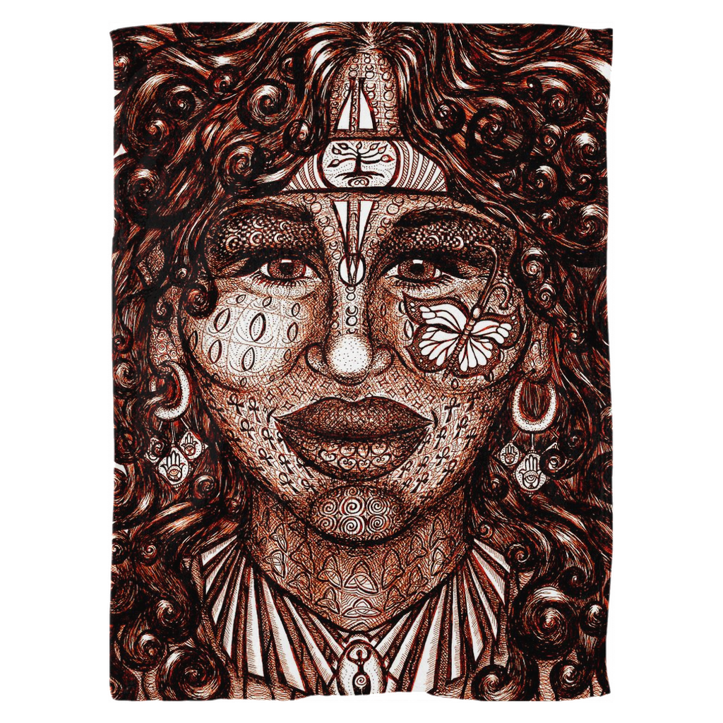 the-wisdom-keeper-of-determination-brown-white-fleece-blanket – Wisdom Keepers