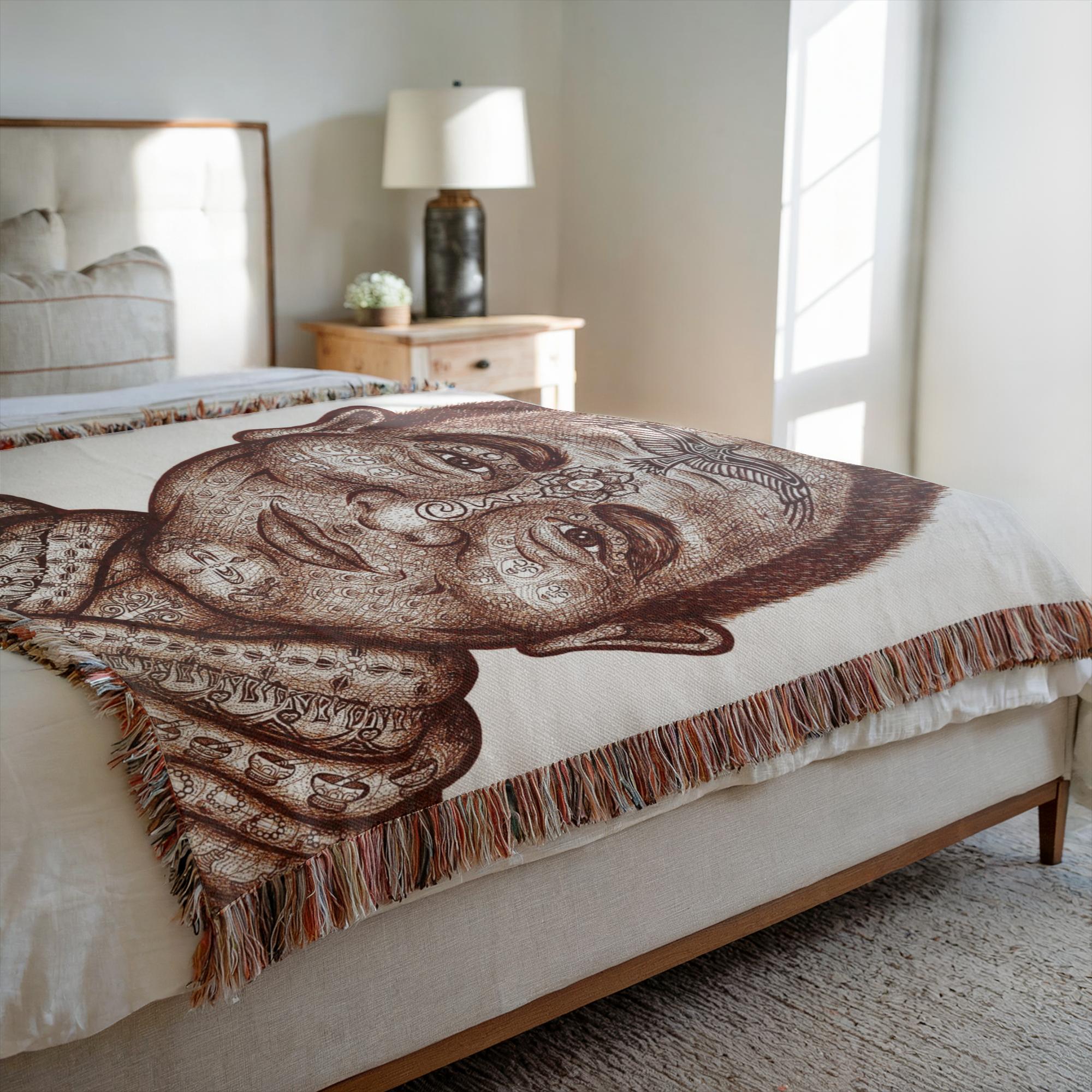 the-wisdom-keeper-of-mindfulness-brown-white-woven-blanket – Wisdom Keepers