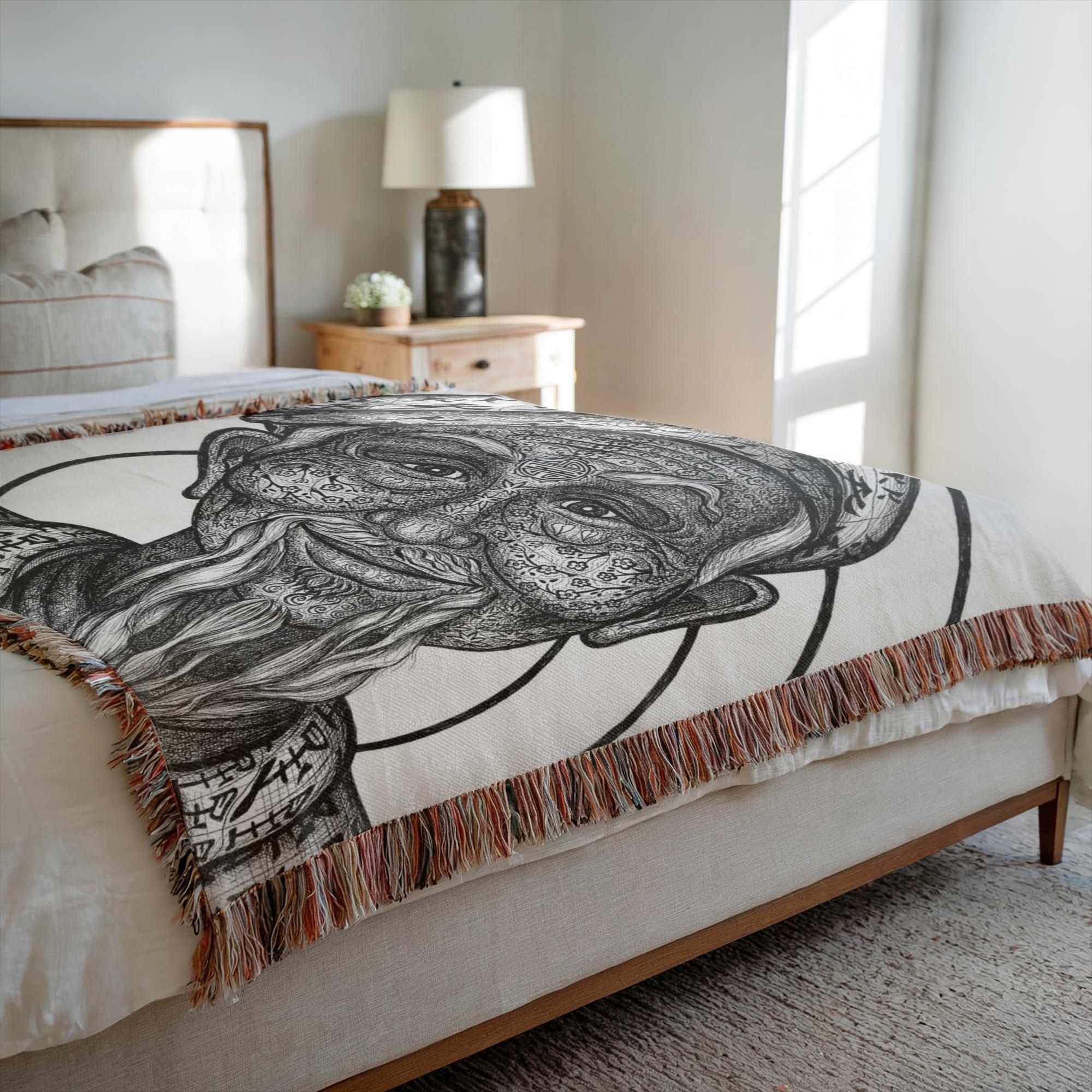 the-wisdom-keeper-of-patience-black-white-woven-blanket – Wisdom Keepers