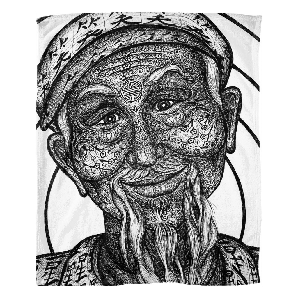 the-wisdom-keeper-of-patience-black-white-fleece-blanket – Wisdom Keepers