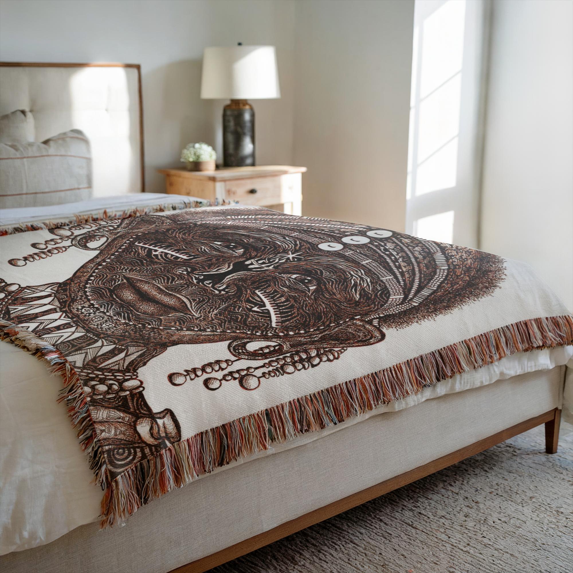 the-wisdom-keeper-of-perseverance-brown-white-woven-blanket – Wisdom Keepers