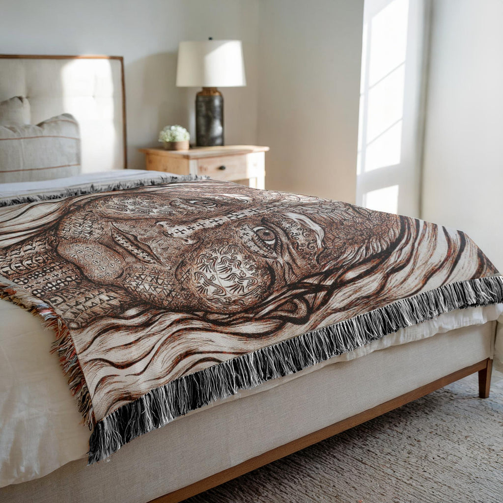 the-wisdom-keeper-of-transmutation-brown-white-woven-blanket – Wisdom Keepers
