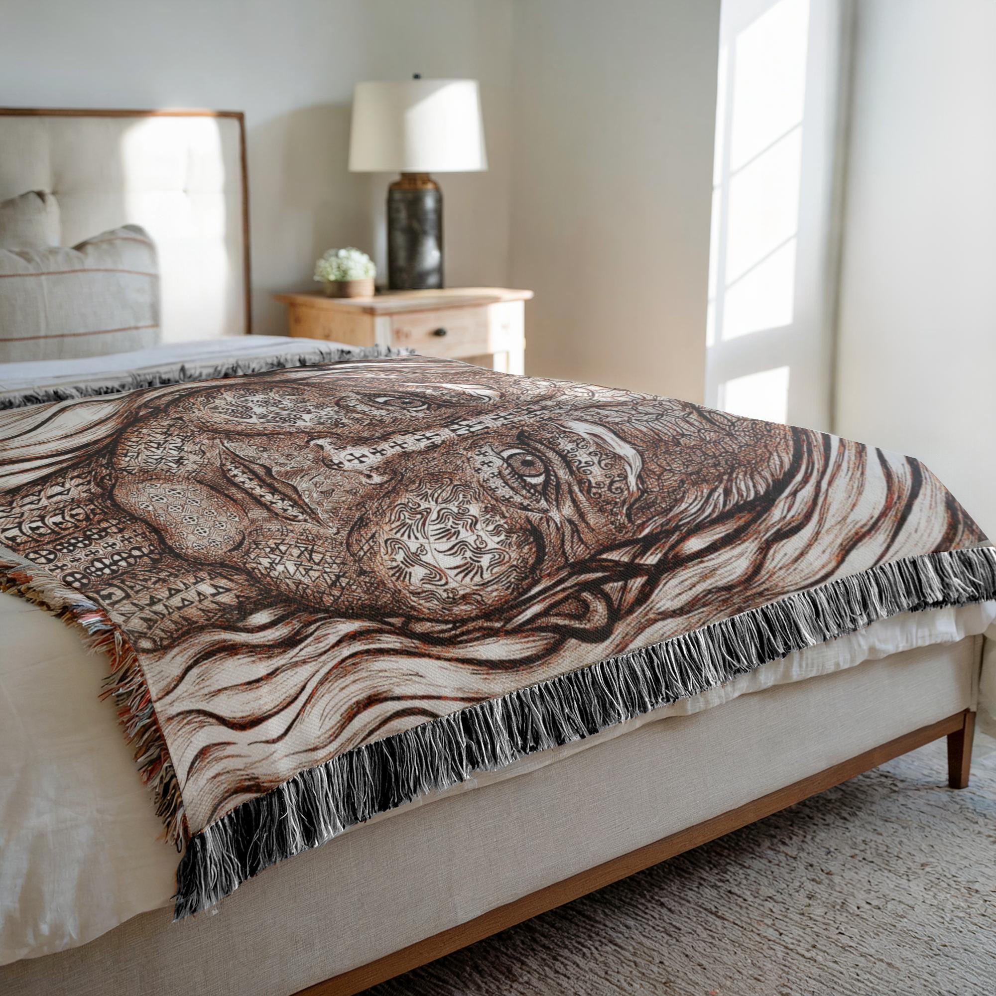 the-wisdom-keeper-of-transmutation-brown-white-woven-blanket – Wisdom Keepers