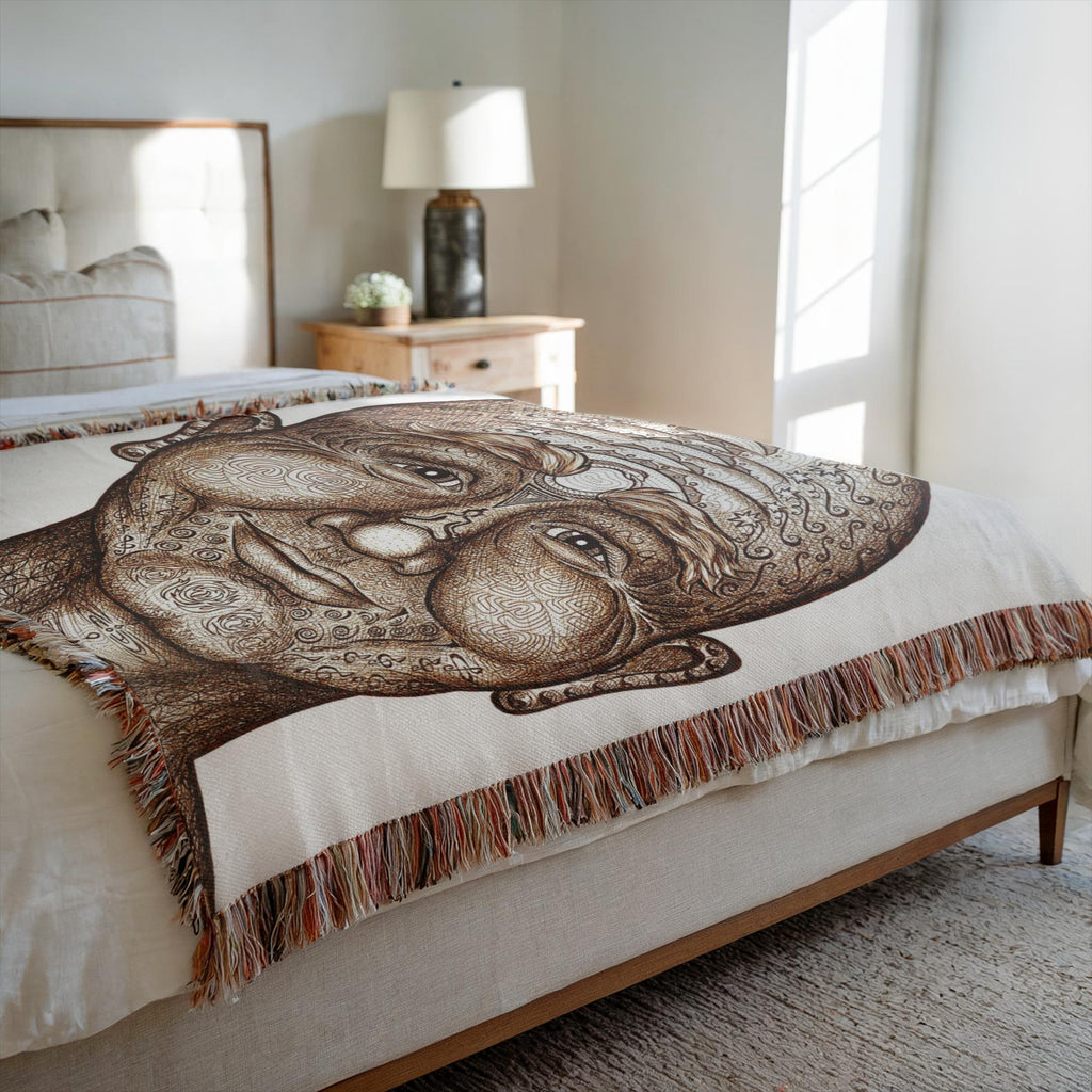 the-wisdom-keeper-of-non-attachment-celebration-brown-white-woven-blanket – Wisdom Keepers
