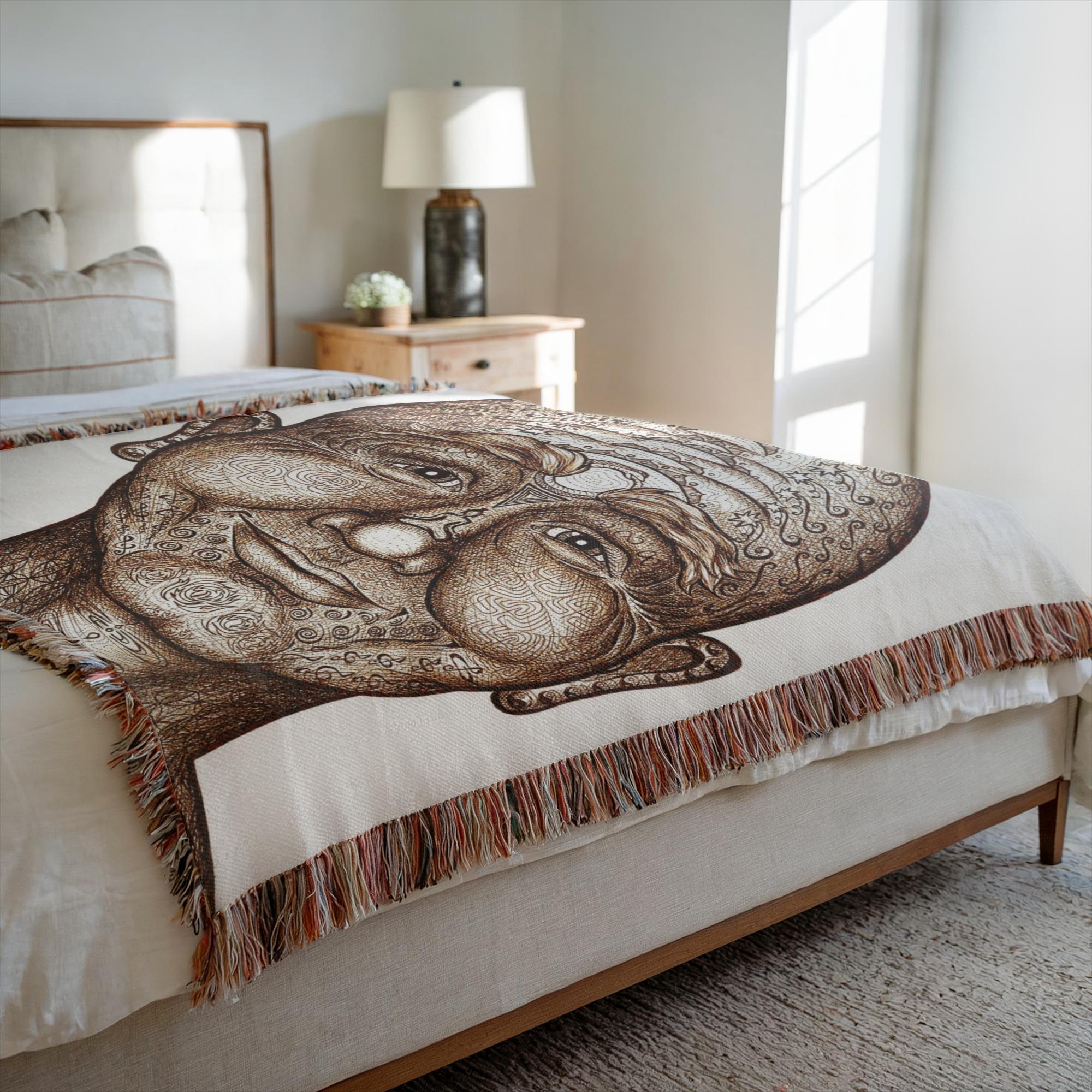 the-wisdom-keeper-of-non-attachment-celebration-brown-white-woven-blanket – Wisdom Keepers