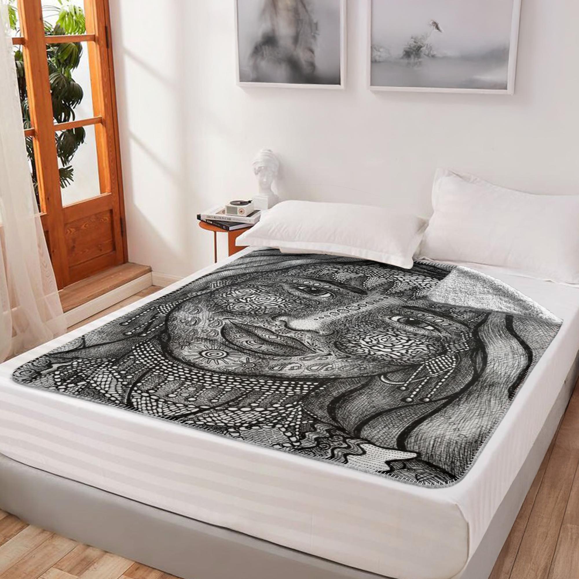 the-wisdom-keeper-of-empathy-black-white-fleece-sherpa-blanket – Wisdom Keepers