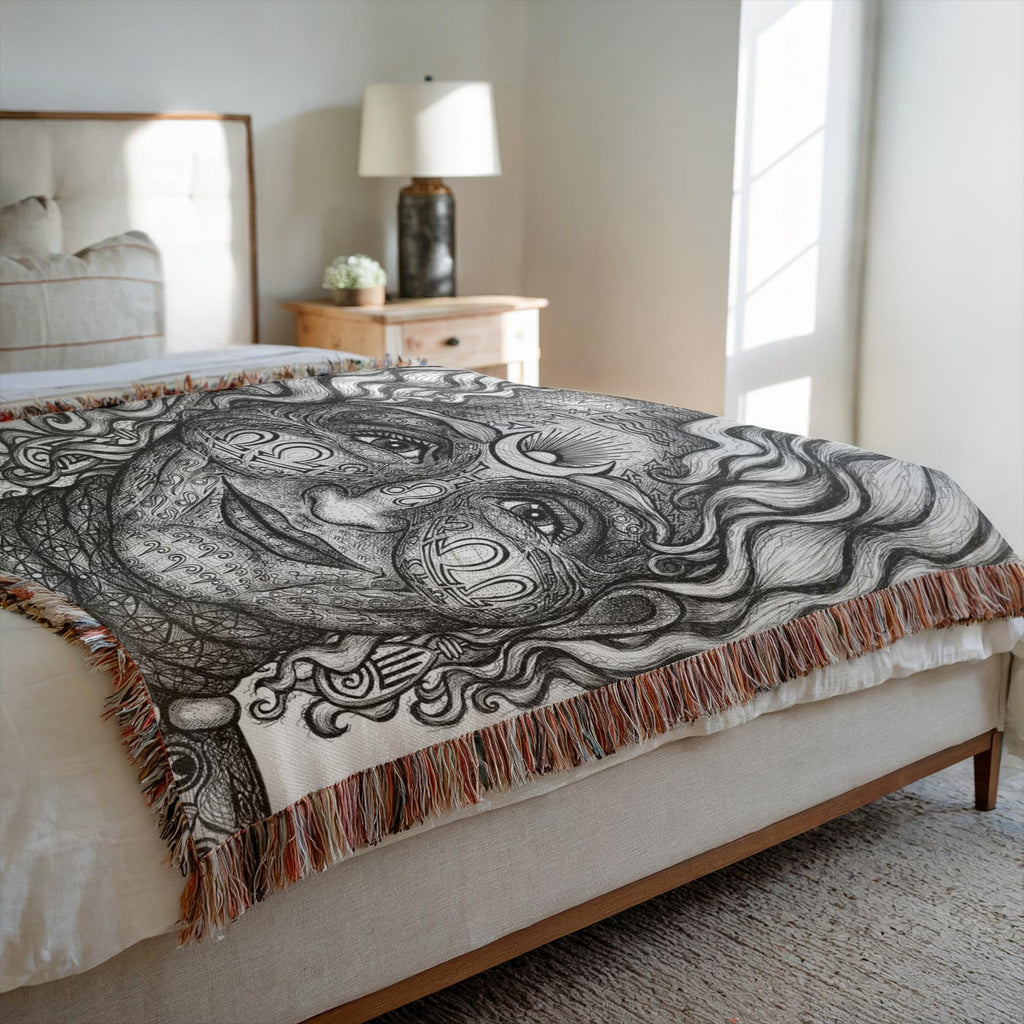 the-wisdom-keeper-of-intuition-black-white-woven-blanket – Wisdom Keepers