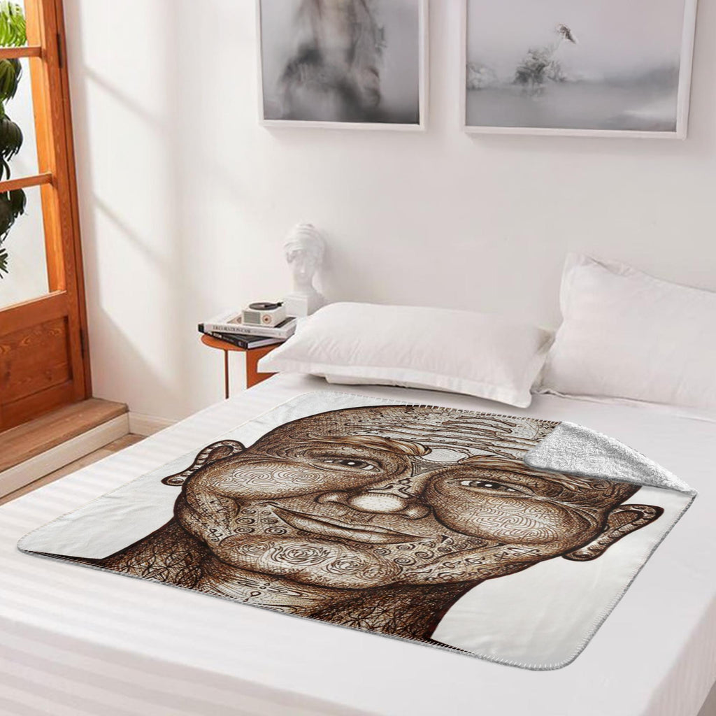 the-wisdom-keeper-of-non-attachment-celebration-brown-white-fleece-sherpa-blanket – Wisdom Keepers