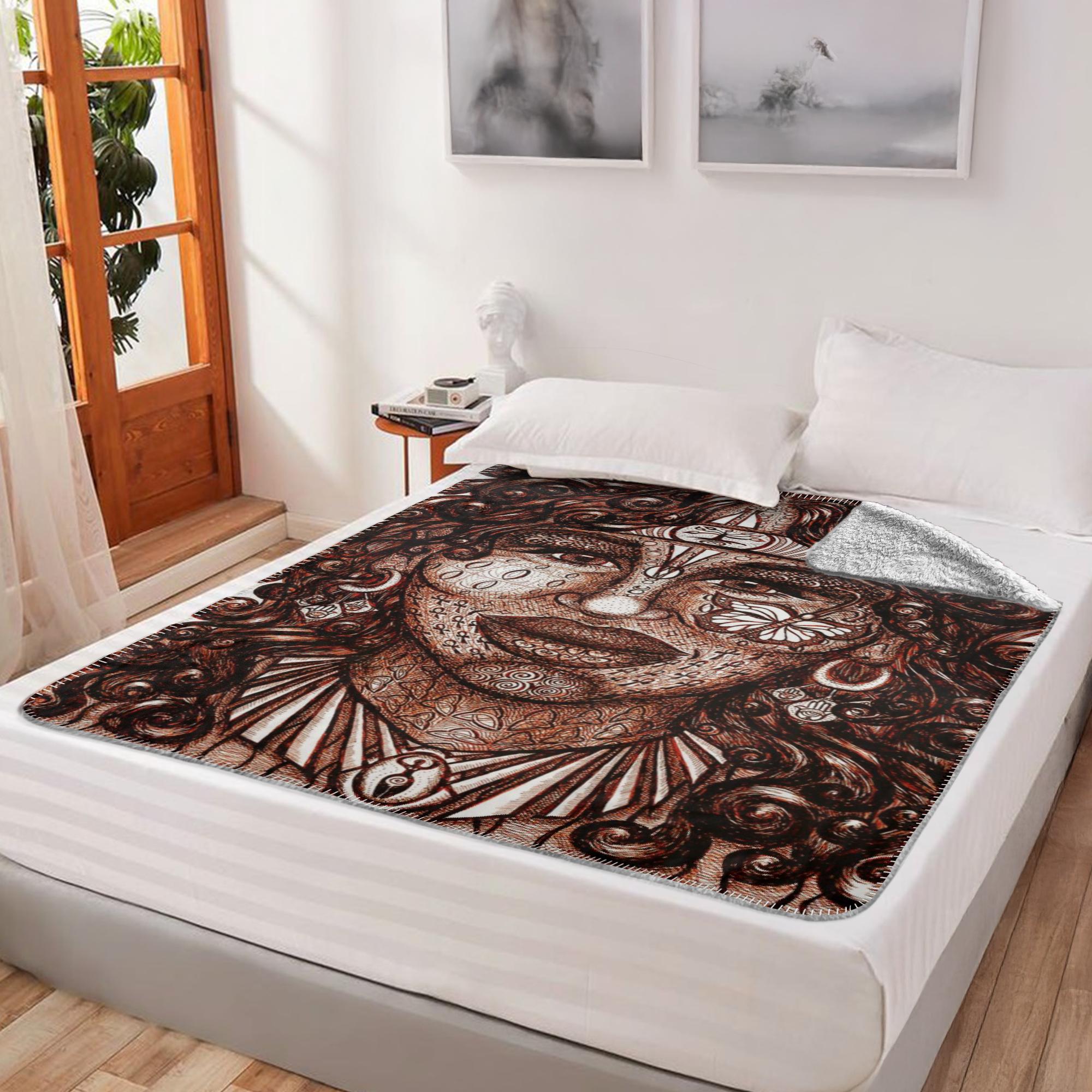 the-wisdom-keeper-of-determination-brown-white-fleece-sherpa-blanket – Wisdom Keepers