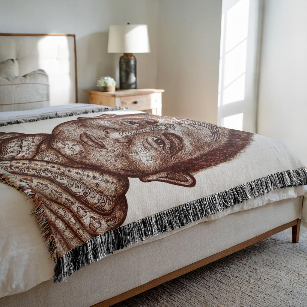 the-wisdom-keeper-of-mindfulness-brown-white-woven-blanket – Wisdom Keepers