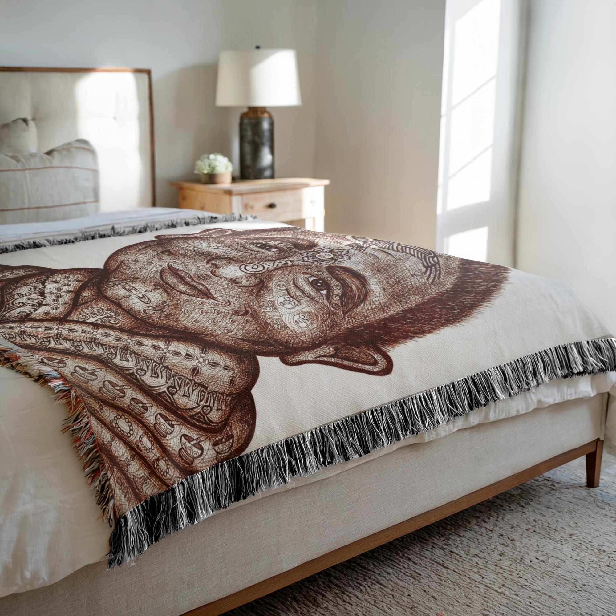 the-wisdom-keeper-of-mindfulness-brown-white-woven-blanket – Wisdom Keepers