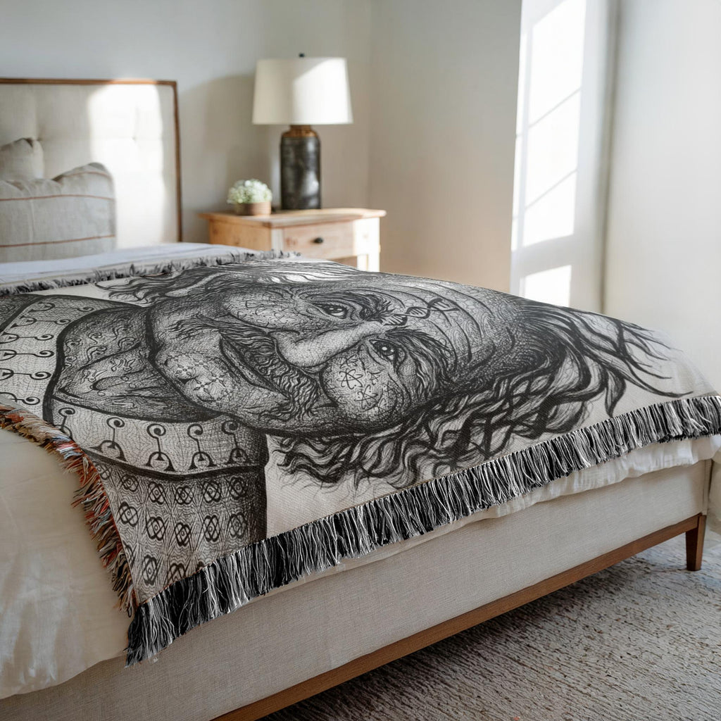 the-wisdom-keeper-of-invention-black-white-woven-blanket – Wisdom Keepers