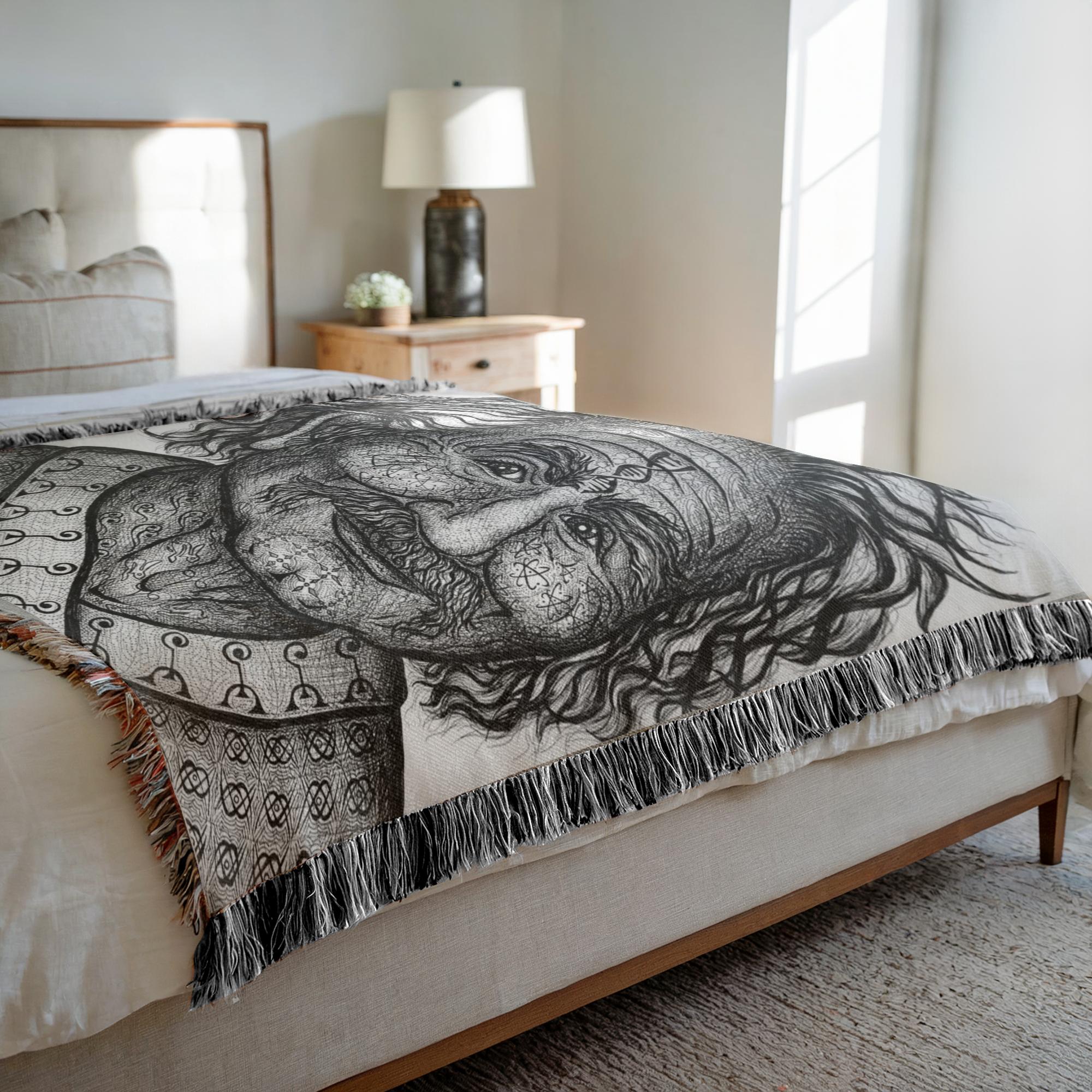 the-wisdom-keeper-of-invention-black-white-woven-blanket – Wisdom Keepers