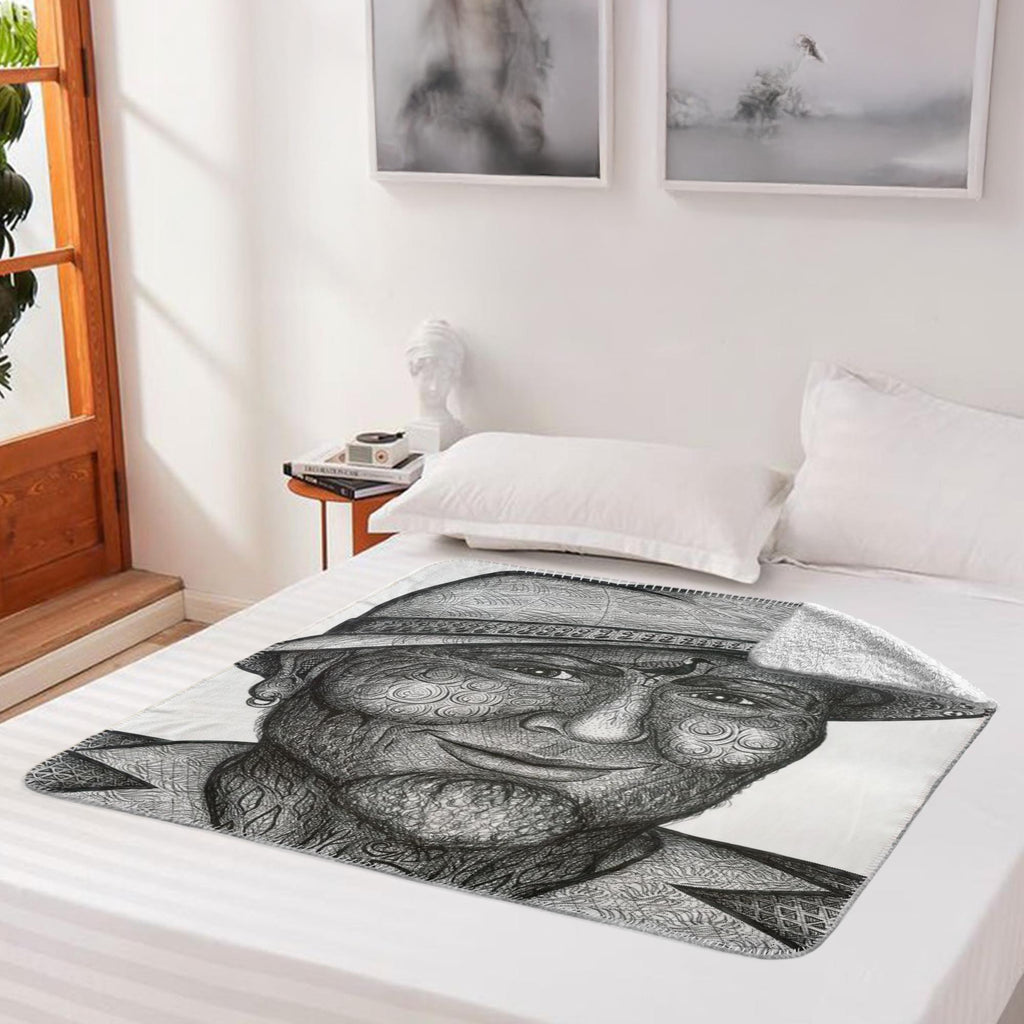 the-wisdom-keeper-of-stillness-black-white-fleece-sherpa-blanket – Wisdom Keepers