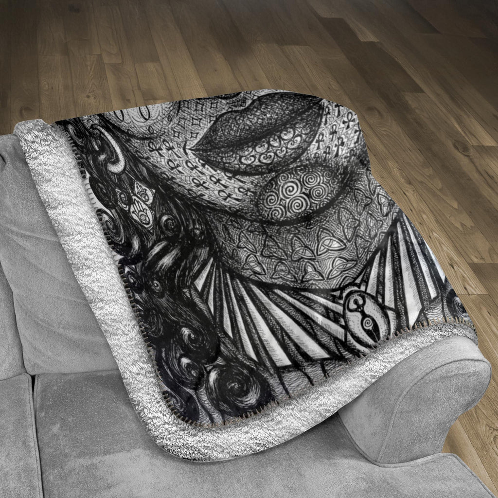the-wisdom-keeper-of-determination-black-white-fleece-sherpa-blanket – Wisdom Keepers