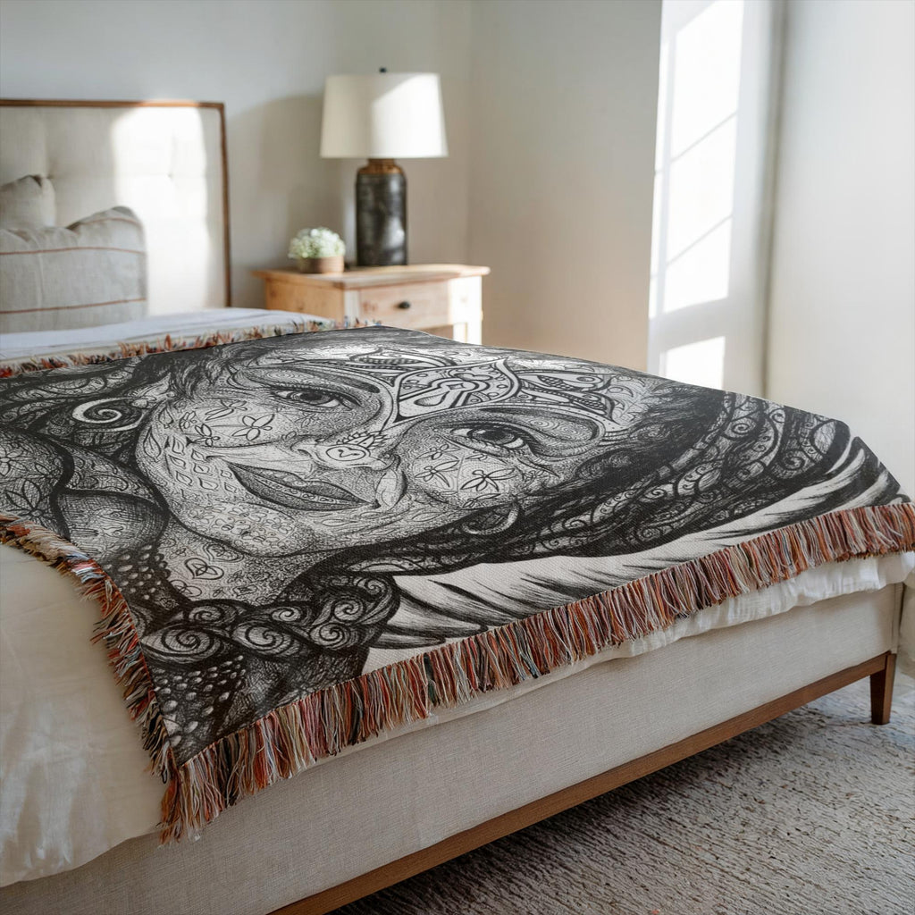 the-wisdom-keeper-of-peaceful-revolution-black-white-woven-blanket – Wisdom Keepers
