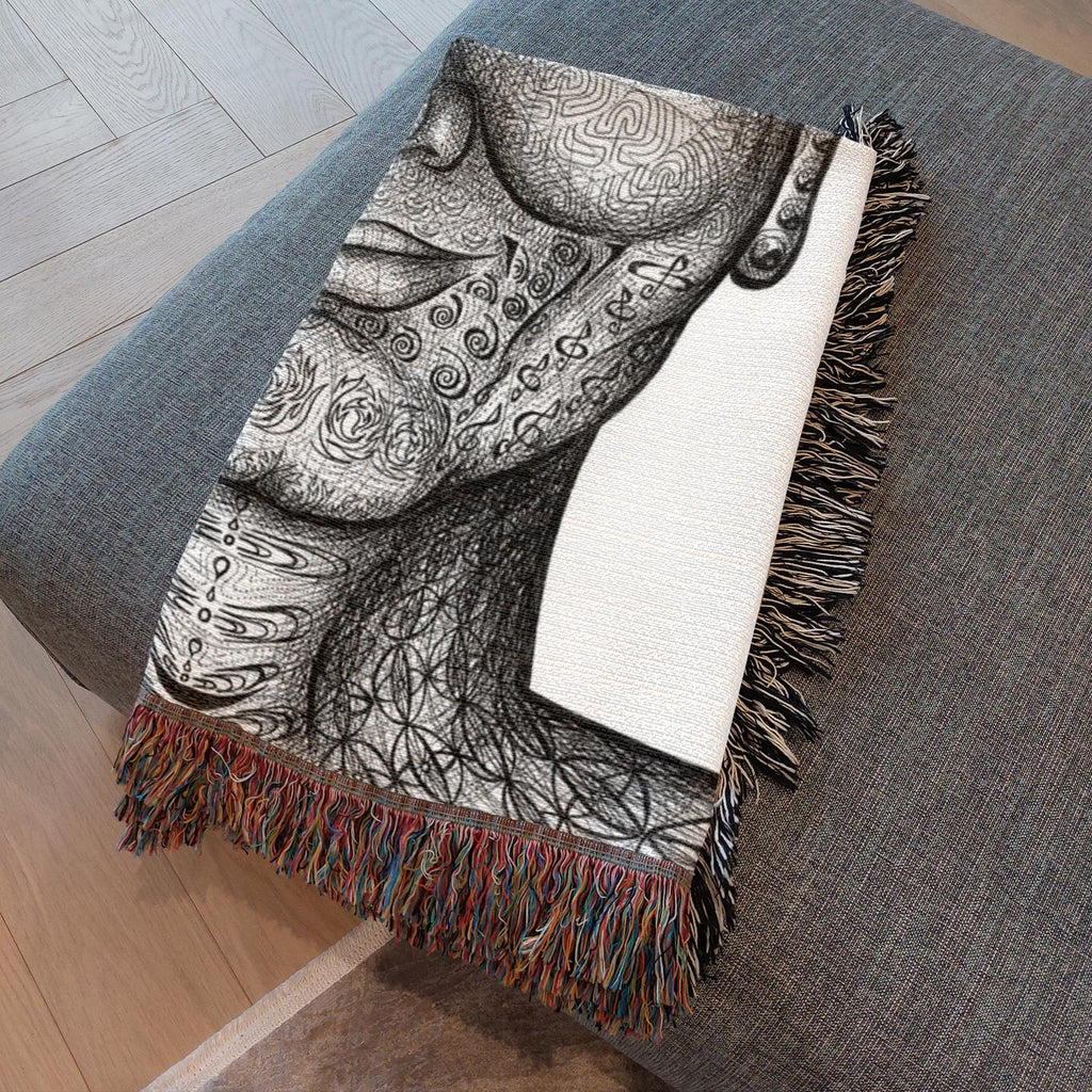 the-wisdom-keeper-of-non-attachment-celebration-black-white-woven-blanket – Wisdom Keepers