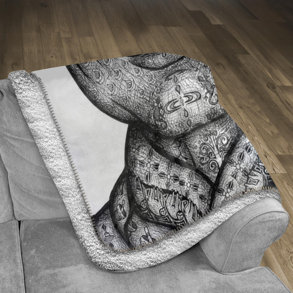 the-wisdom-keeper-of-mindfulness-black-white-fleece-sherpa-blanket – Wisdom Keepers