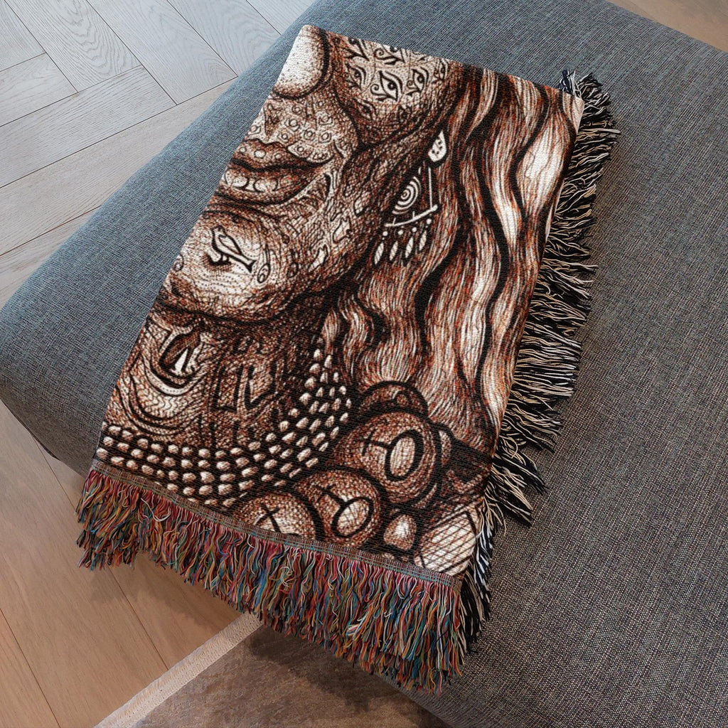 the-wisdom-keeper-of-anticipation-emanation-brown-white-woven-blanket – Wisdom Keepers
