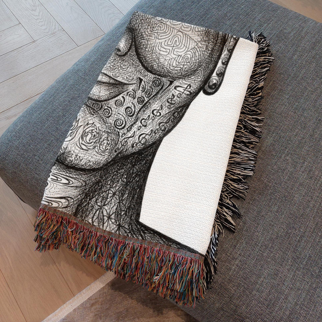 the-wisdom-keeper-of-non-attachment-celebration-black-white-woven-blanket – Wisdom Keepers