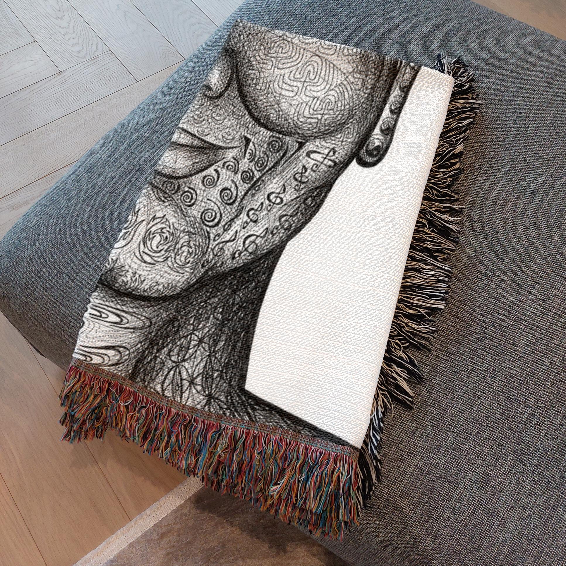 the-wisdom-keeper-of-non-attachment-celebration-black-white-woven-blanket – Wisdom Keepers