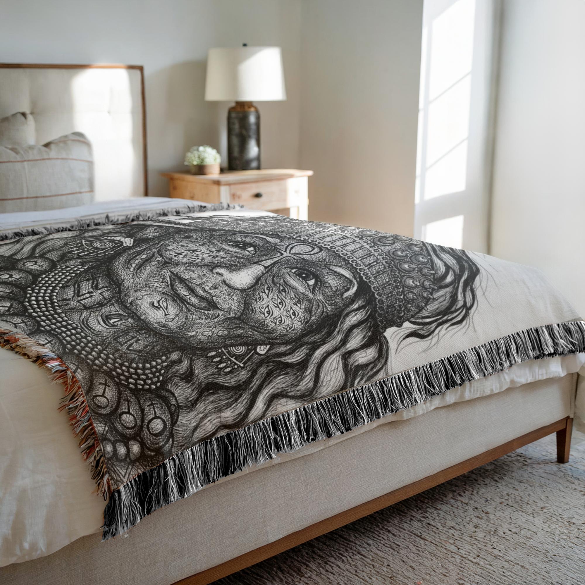 the-wisdom-keeper-of-anticipation-emanation-black-white-woven-blanket – Wisdom Keepers