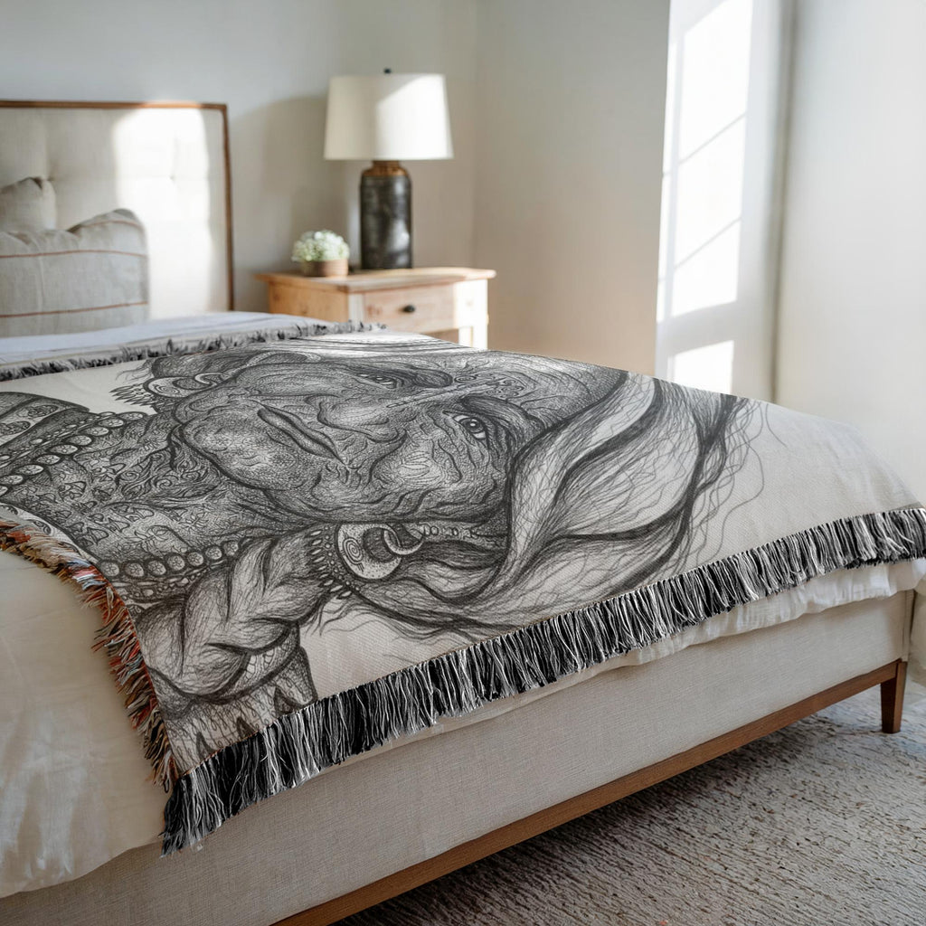 the-wisdom-keeper-of-guidance-black-white-woven-blanket – Wisdom Keepers